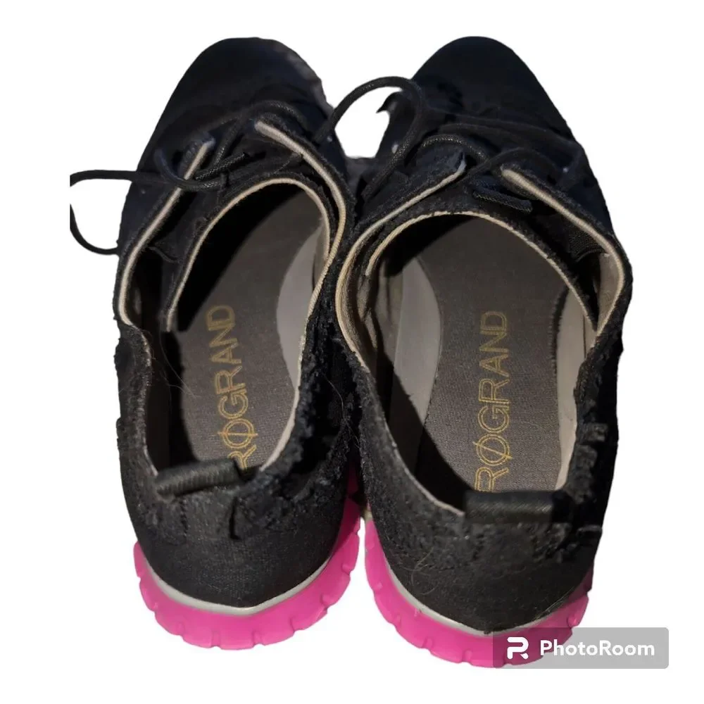 Cole Haan Womens ZeroGrand‎ Wingtip Oxford Shoe Black Pink Size 9B